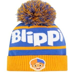 Blippi Blue and Orange Toddler Pom-Pom Beanie Winter Hat